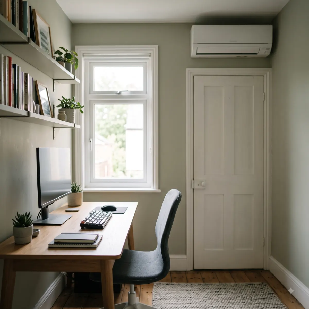 A small box room set up as a home office